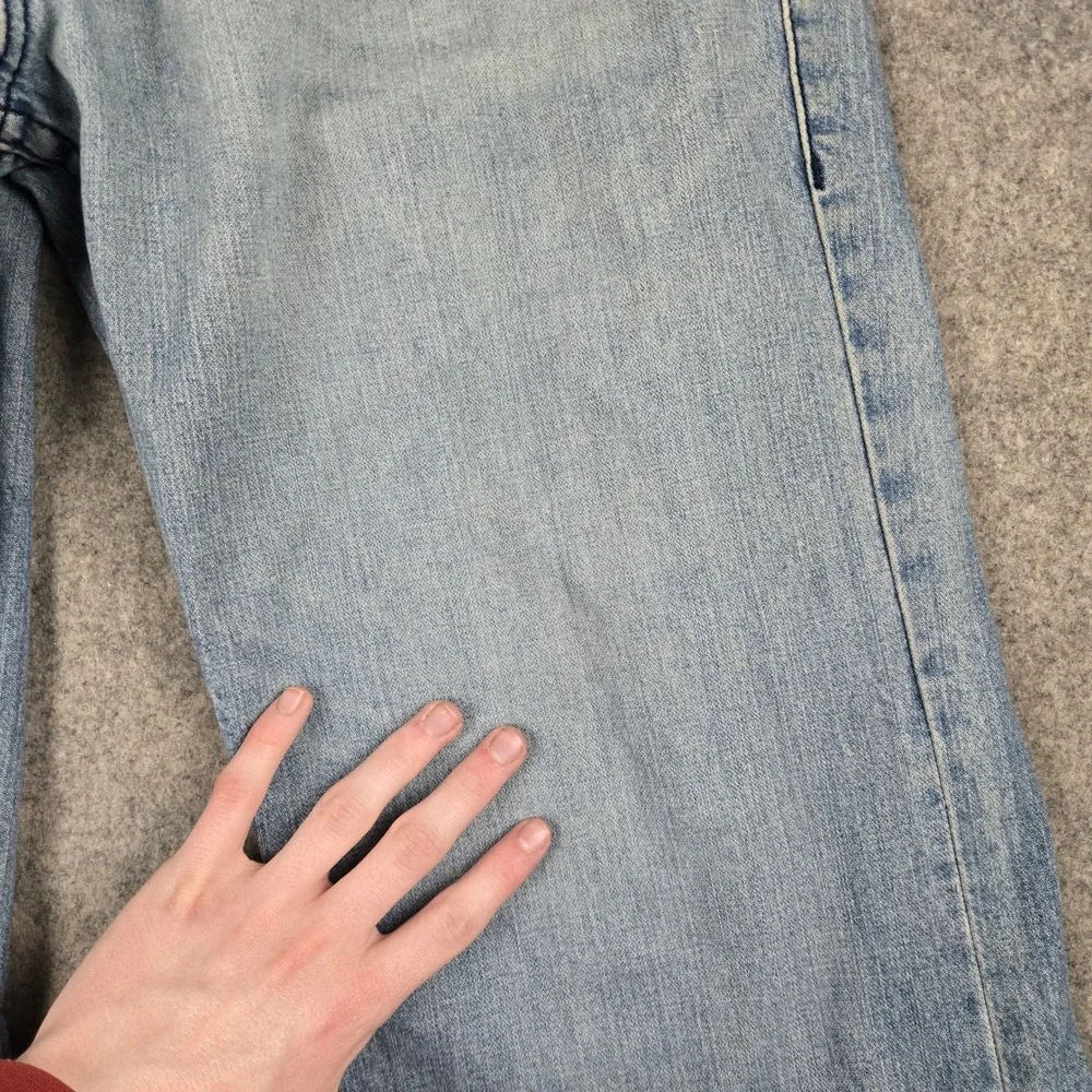 True Religion Jeans Mens 38 Blue Rainbow‎ Bobby Straight Leg Denim Thick Stitch